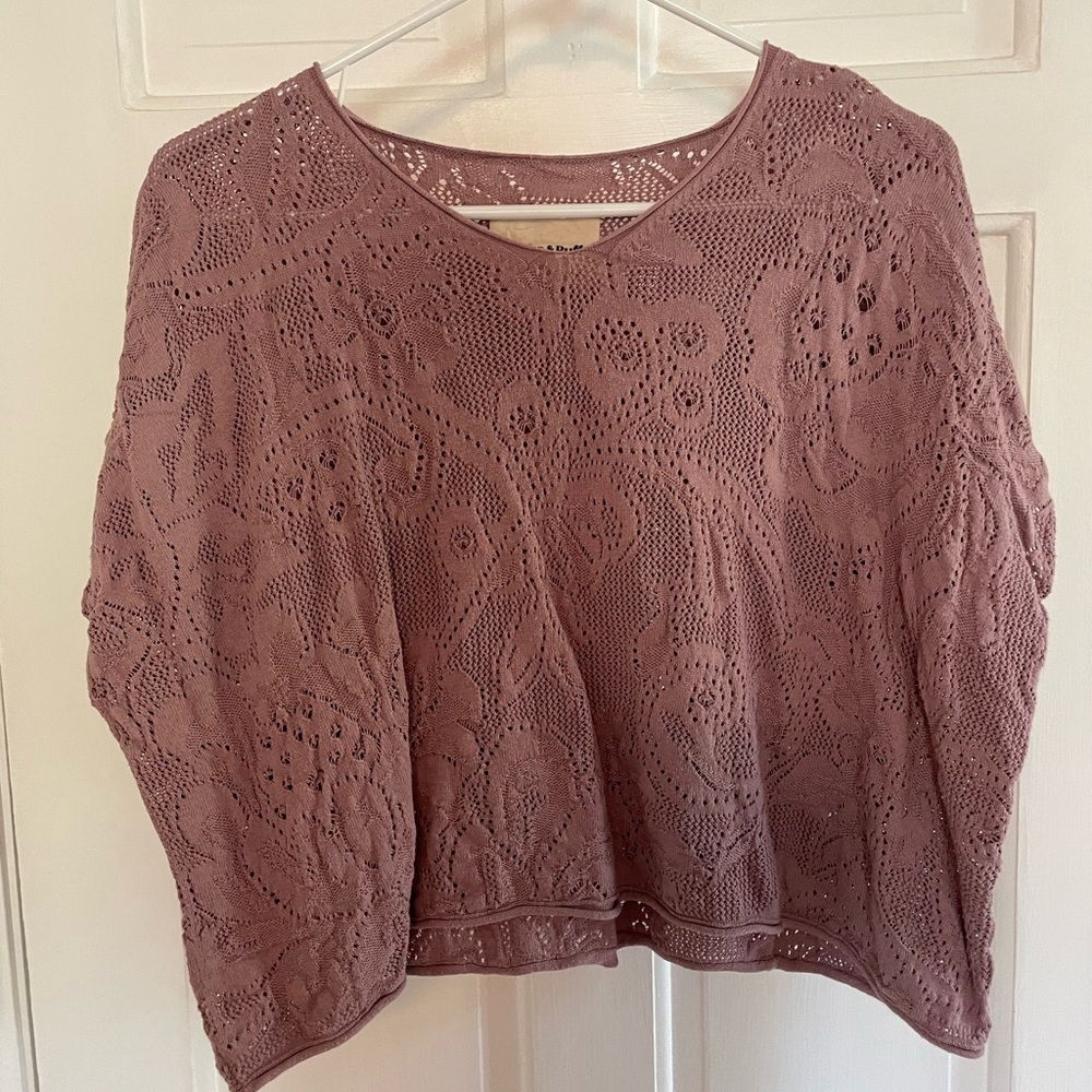 Misha and Puff lace cropped tee purple lavender adult women XS